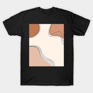 Brown and Beige Neutral Color Geometric Art Shapes and Lines T-Shirt